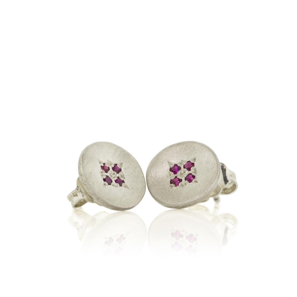 Four Star Wave Charm Studs with Rubies | Art + Soul Gallery