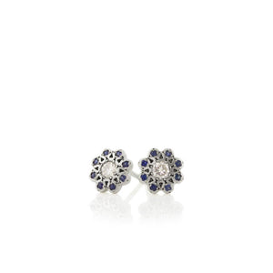 Sapphire and Diamond Moonflower Charm Studs