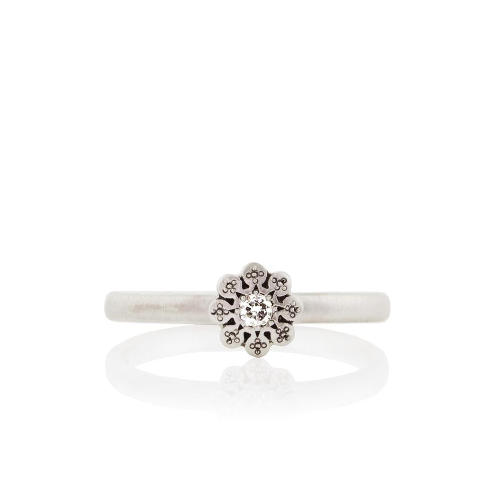 Diamond Moonflower Charm Ring