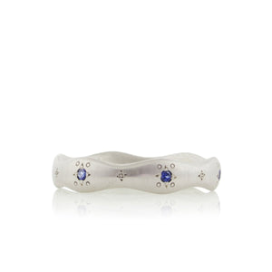 Etched Wavy Band with Sapphire | Art + Soul Gallery