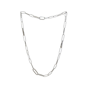 Forever Chic Rhodium Asymmetrical Paperclip Necklace