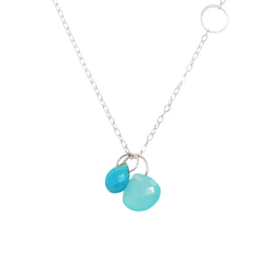 Turquoise and Chalcedony Drop Necklace